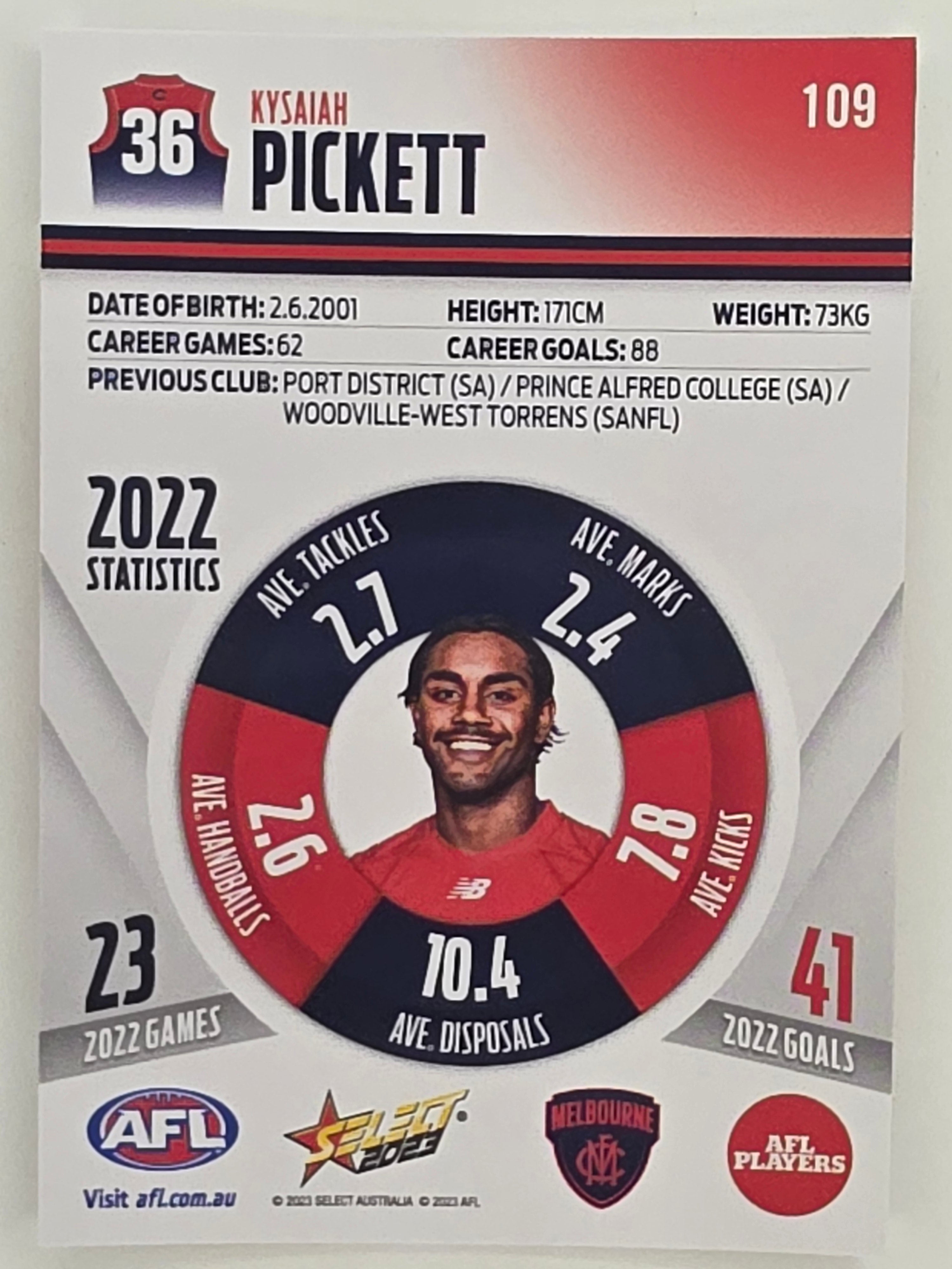 AFL 2023 Footy Stars Parallel Colour Spots #109 Kysaiah Pickett Melbourne Demons