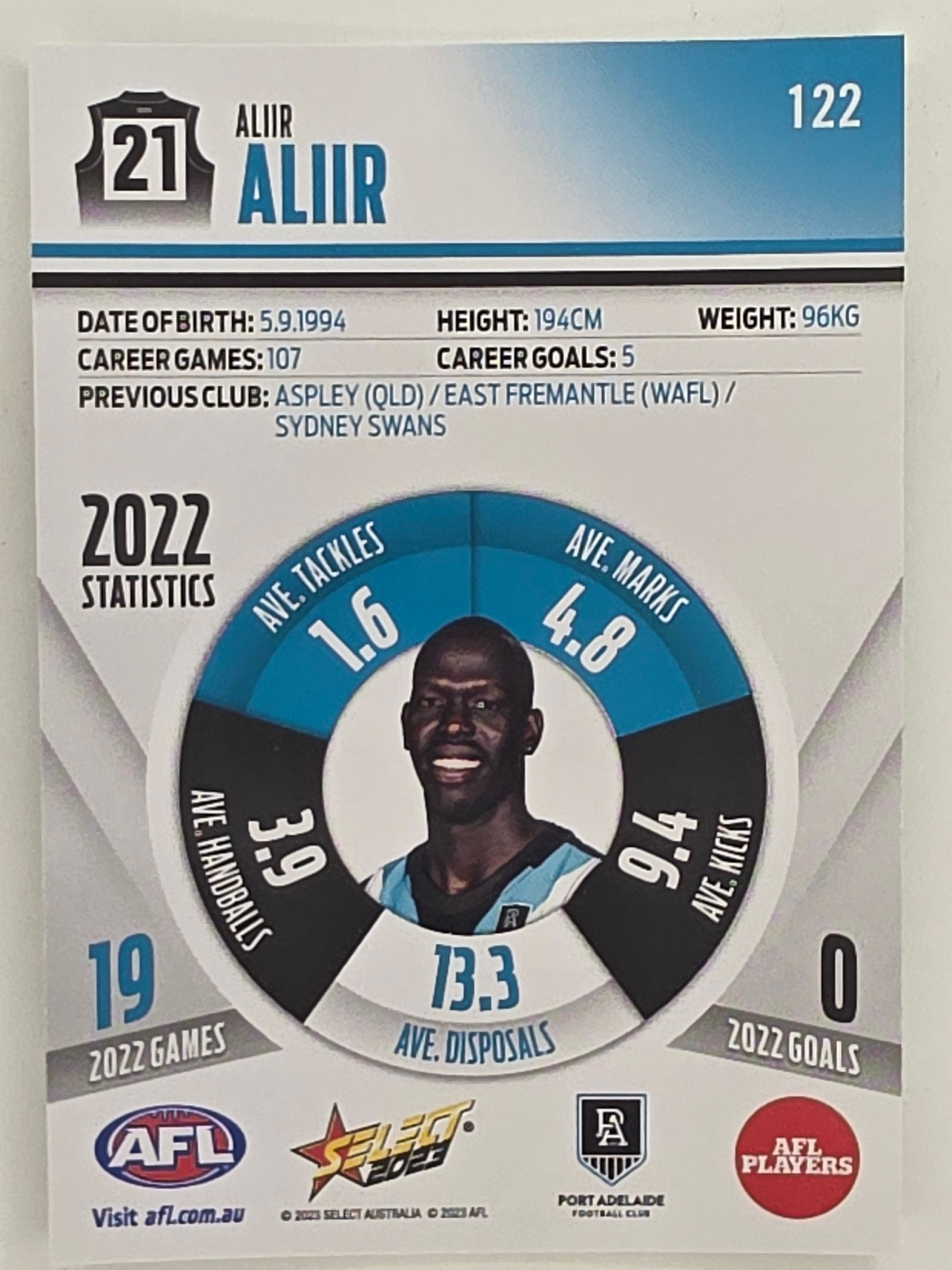 AFL 2023 Footy Stars Parallel Colour Spots #122 Aliir Aliir Port Adelaide Power