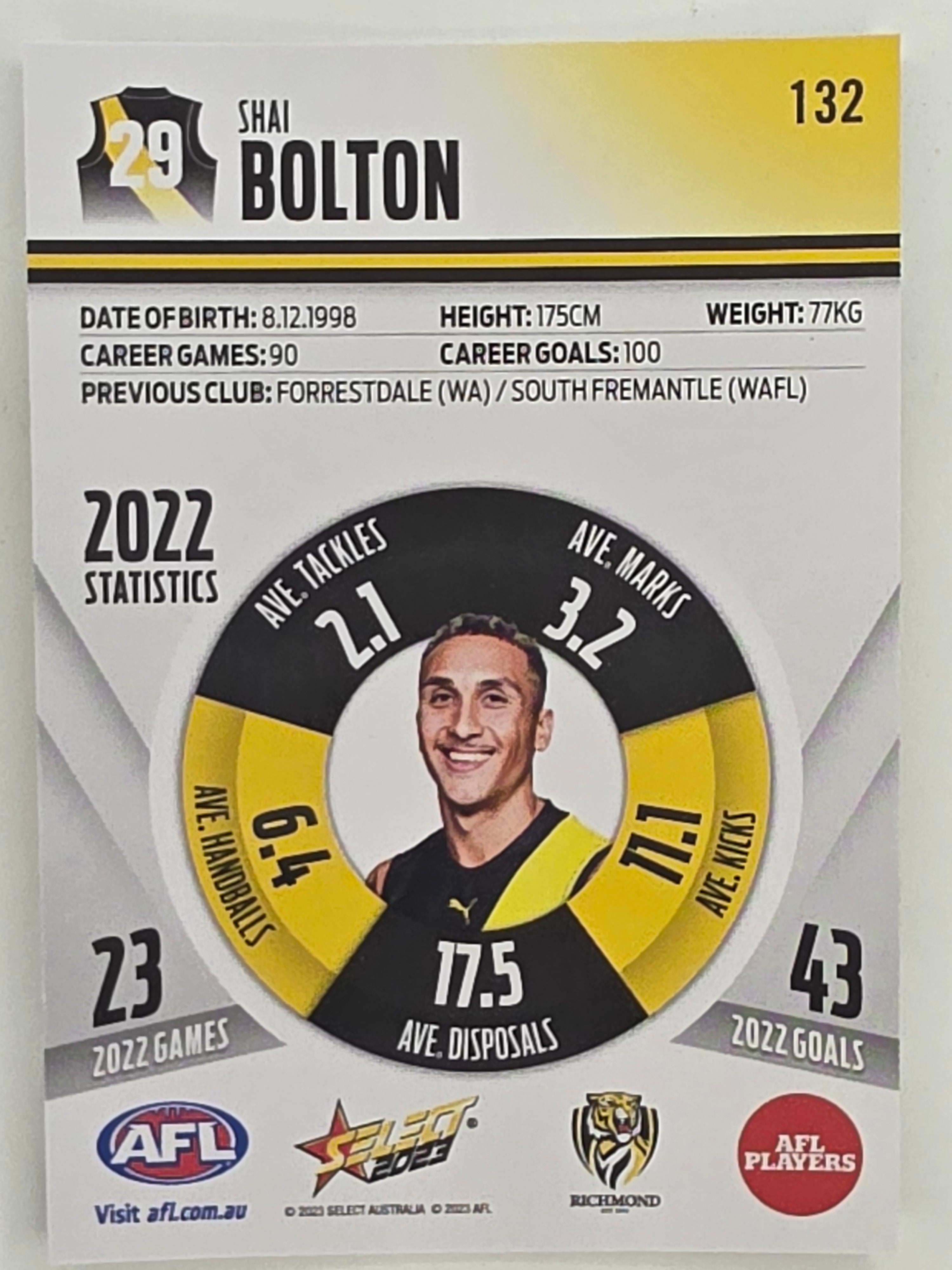 AFL 2023 Footy Stars Parallel Colour Spots #132 Shai Bolton Richmond Tigers
