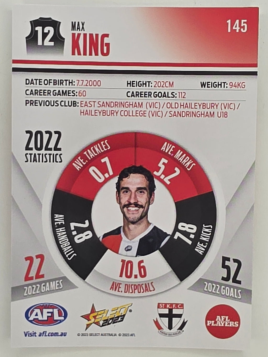 AFL 2023 Footy Stars Parallel Colour Spots #145 Max King St Kilda Saints
