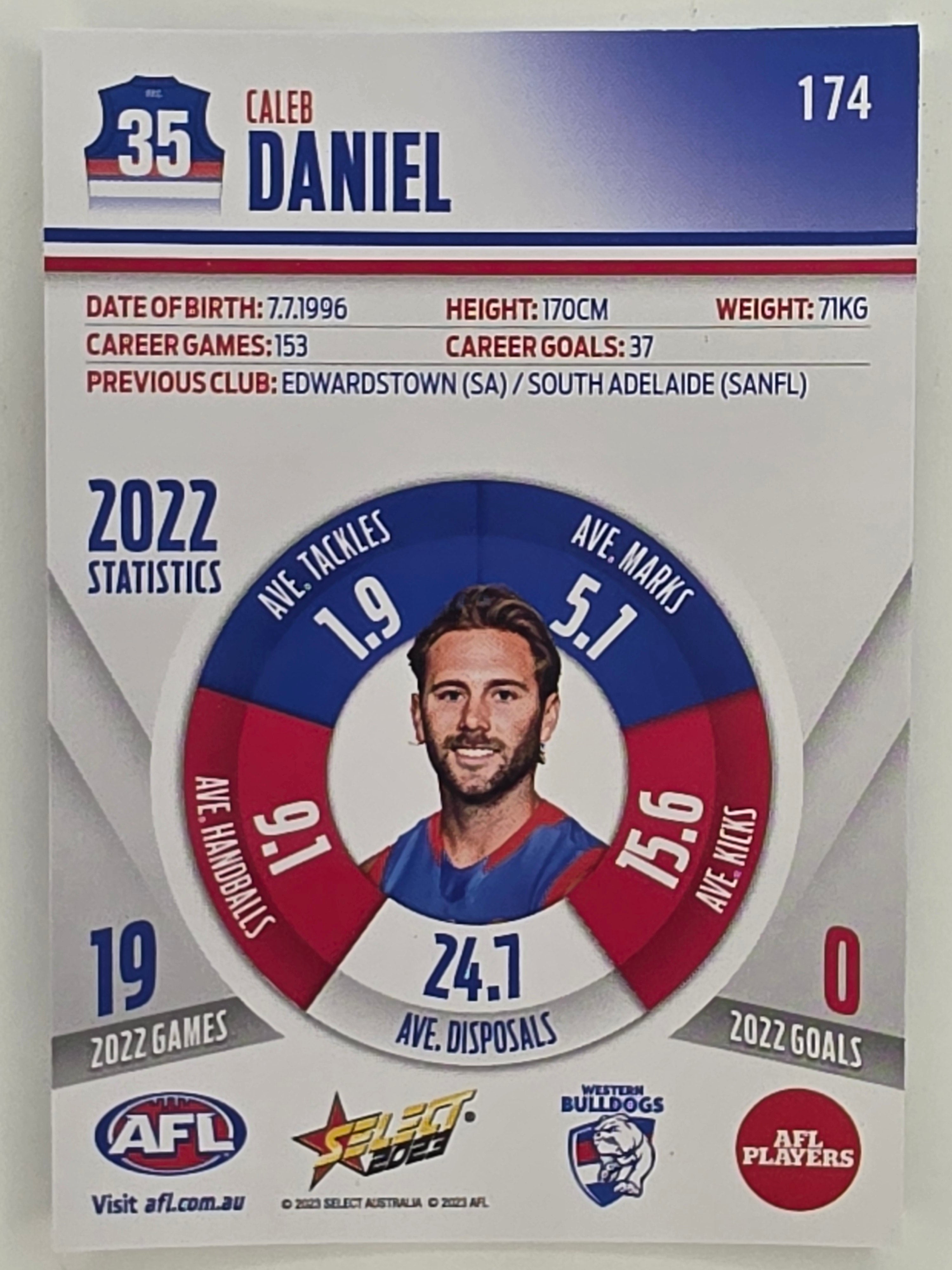 AFL 2023 Footy Stars Parallel Colour Spots #174 Caleb Daniel Western Bulldogs