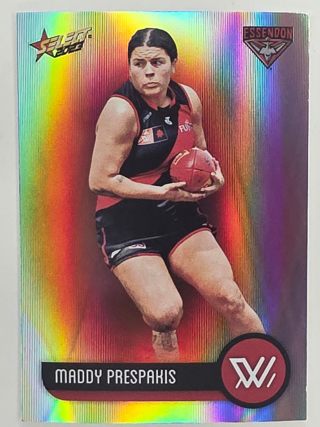 AFL 2023 Footy Stars Parallel Colour Spots #195 Madison Prespakis Essendon Bombers AFLW