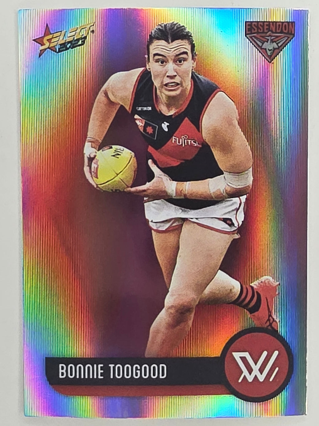 AFL 2023 Footy Stars Parallel Colour Spots #196 Bonnie Toogood Essendon Bombers AFLW