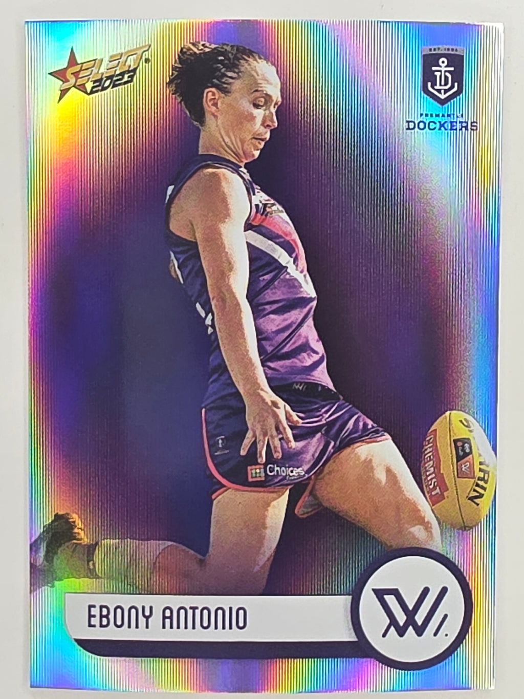 AFL 2023 Footy Stars Parallel Colour Spots #197 Ebony Antonio Fremantle Dockers AFLW