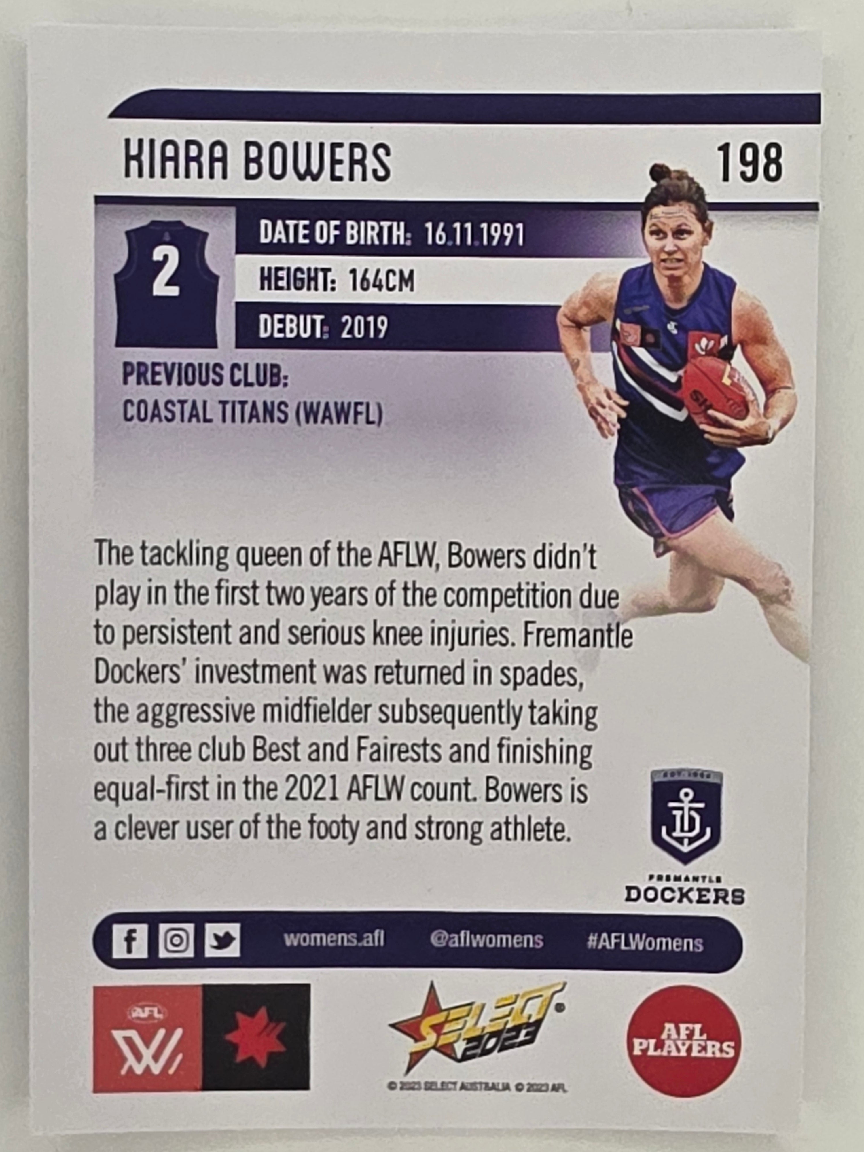 AFL 2023 Footy Stars Parallel Colour Spots #198 Kiara Bowers Fremantle Dockers AFLW