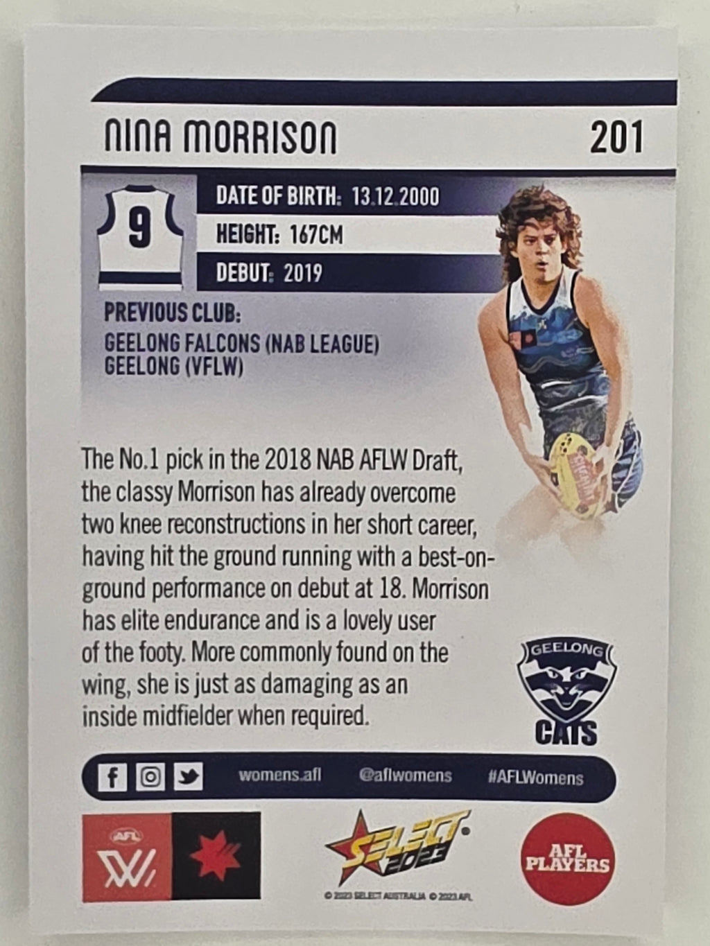 AFL 2023 Footy Stars Parallel Colour Spots #201 Nina Morrison Geelong Cats AFLW