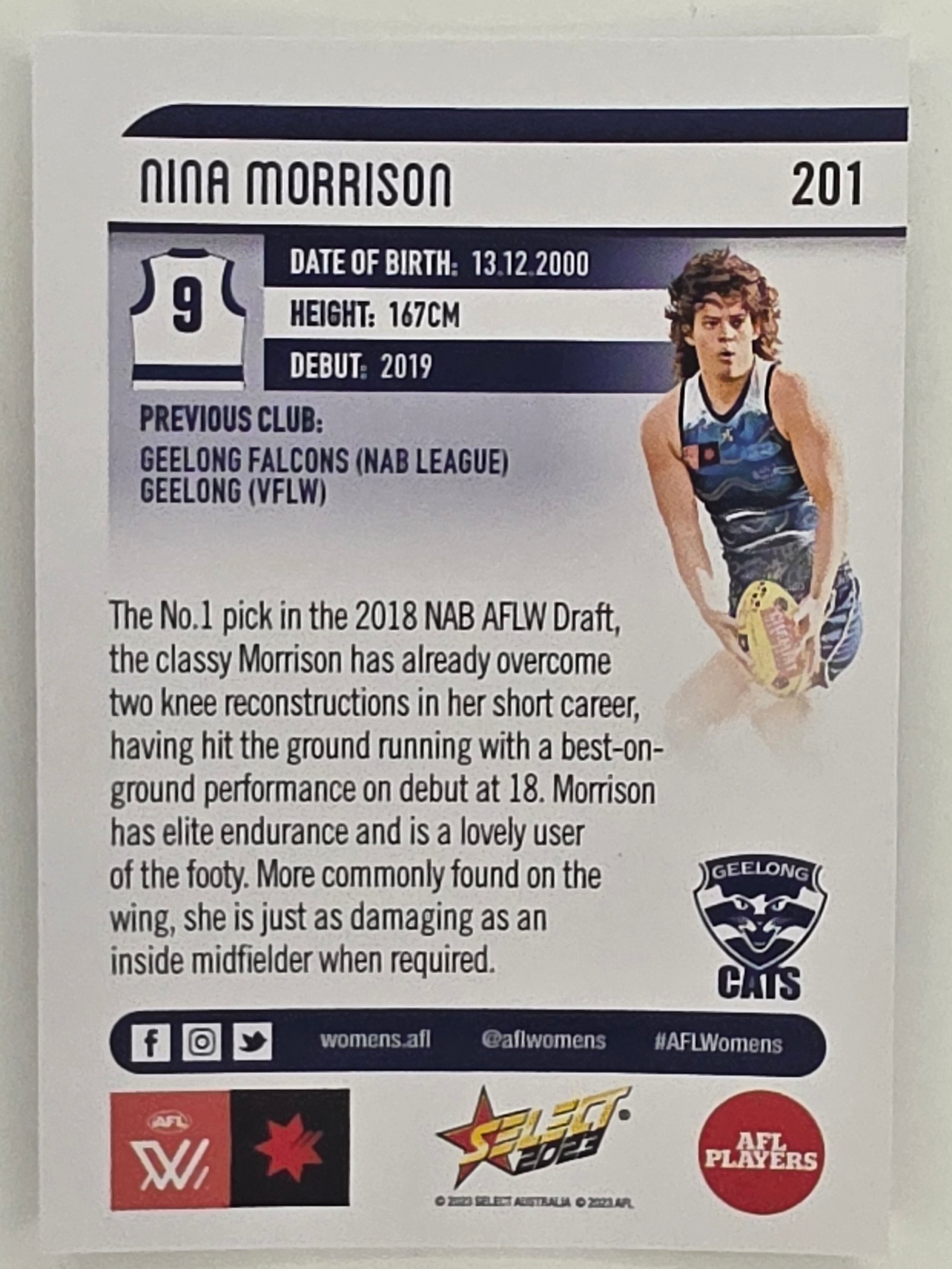 AFL 2023 Footy Stars Parallel Colour Spots #201 Nina Morrison Geelong Cats AFLW