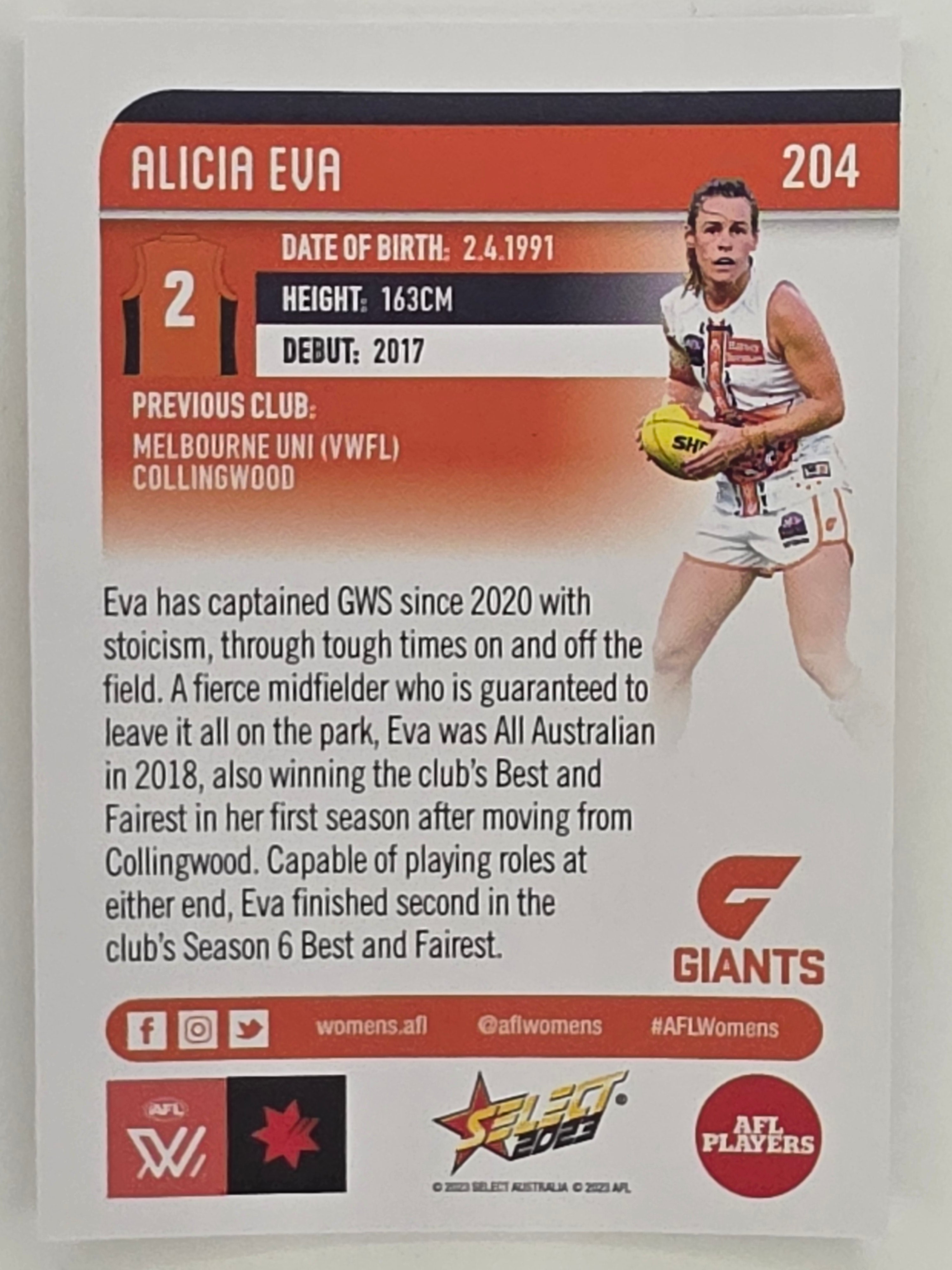 AFL 2023 Footy Stars Parallel Colour Spots #204 Alicia Eva GWS Giants AFLW