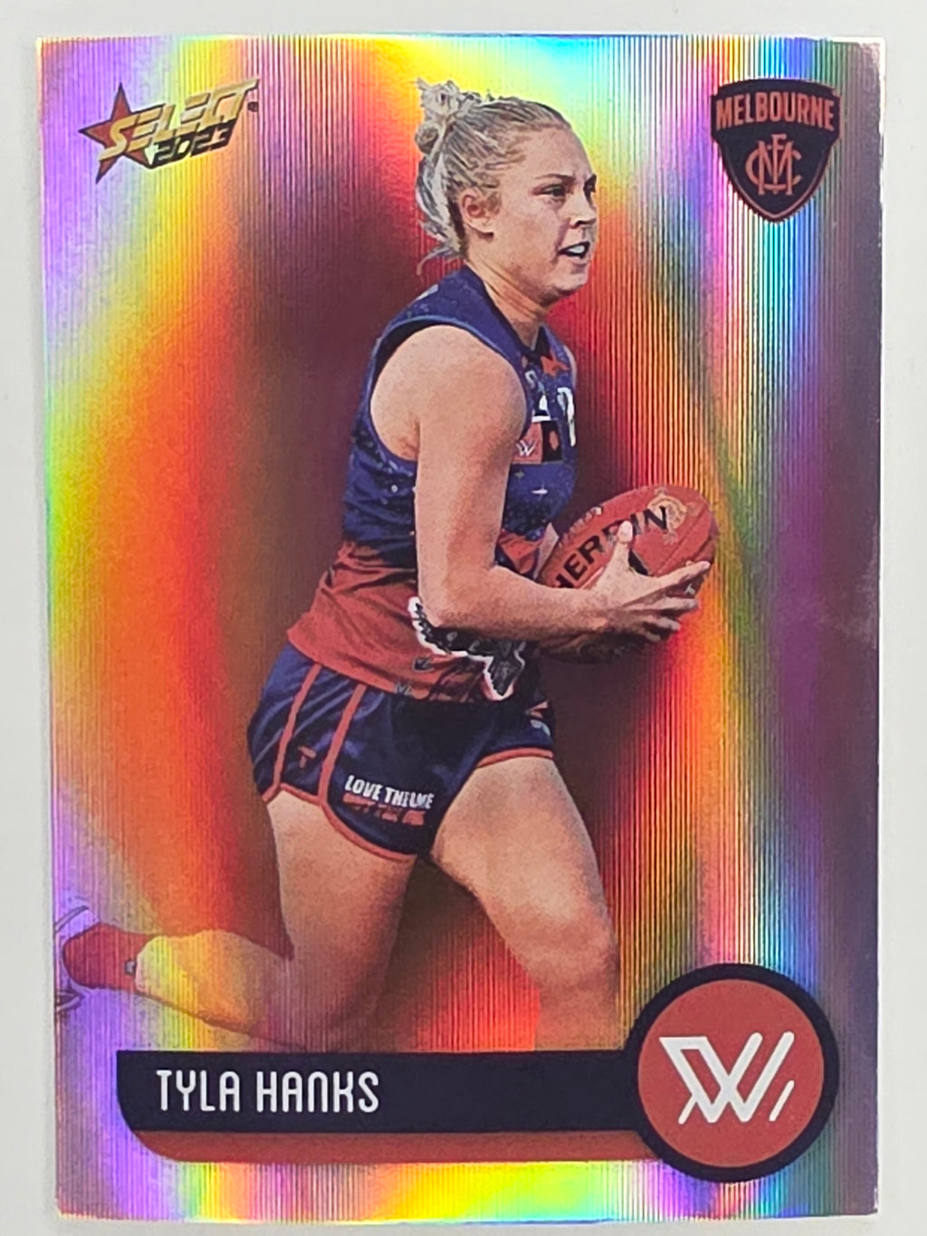 AFL 2023 Footy Stars Parallel Colour Spots #212 Tyla Hanks Melbourne AFLW
