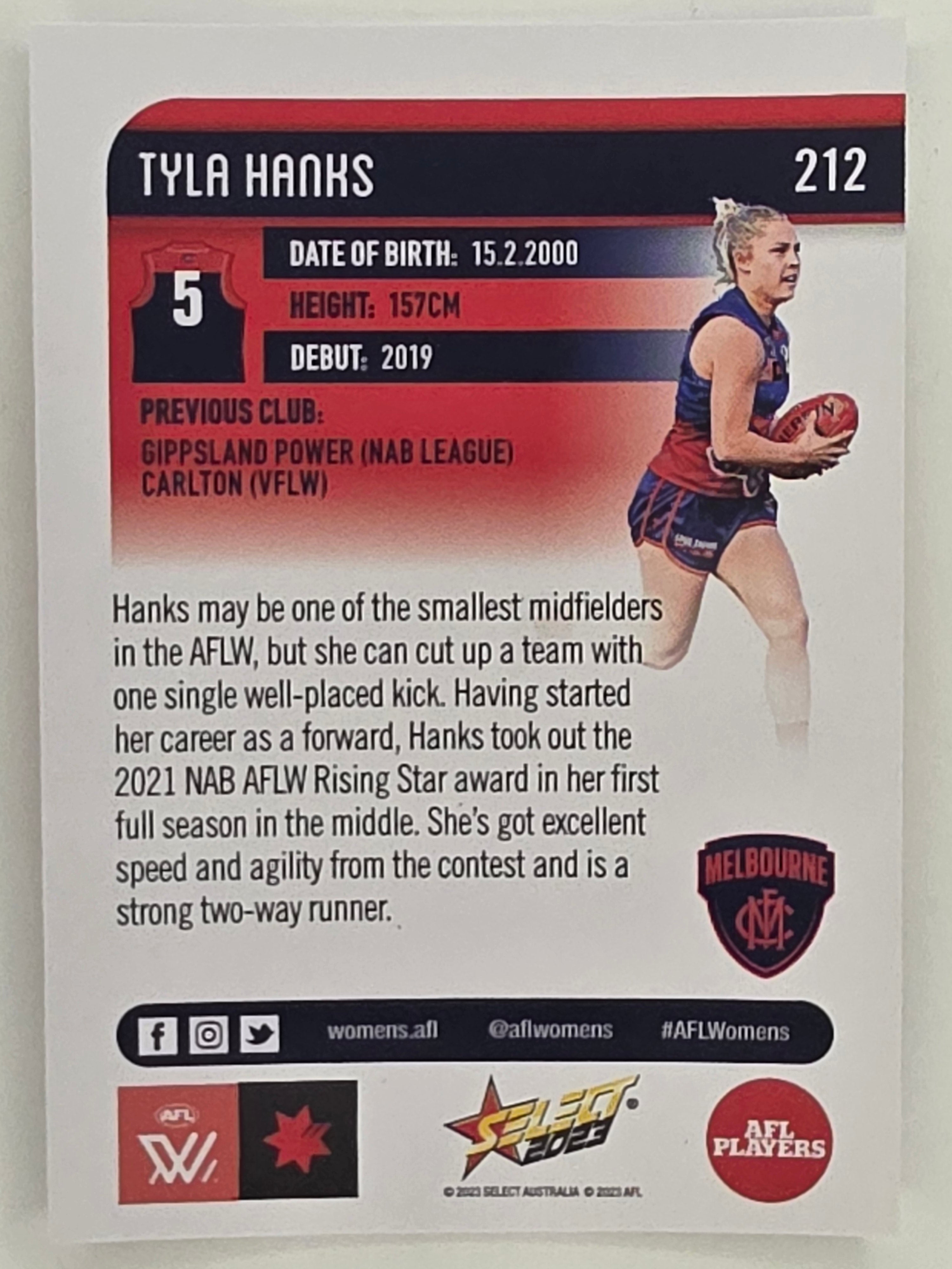 AFL 2023 Footy Stars Parallel Colour Spots #212 Tyla Hanks Melbourne AFLW