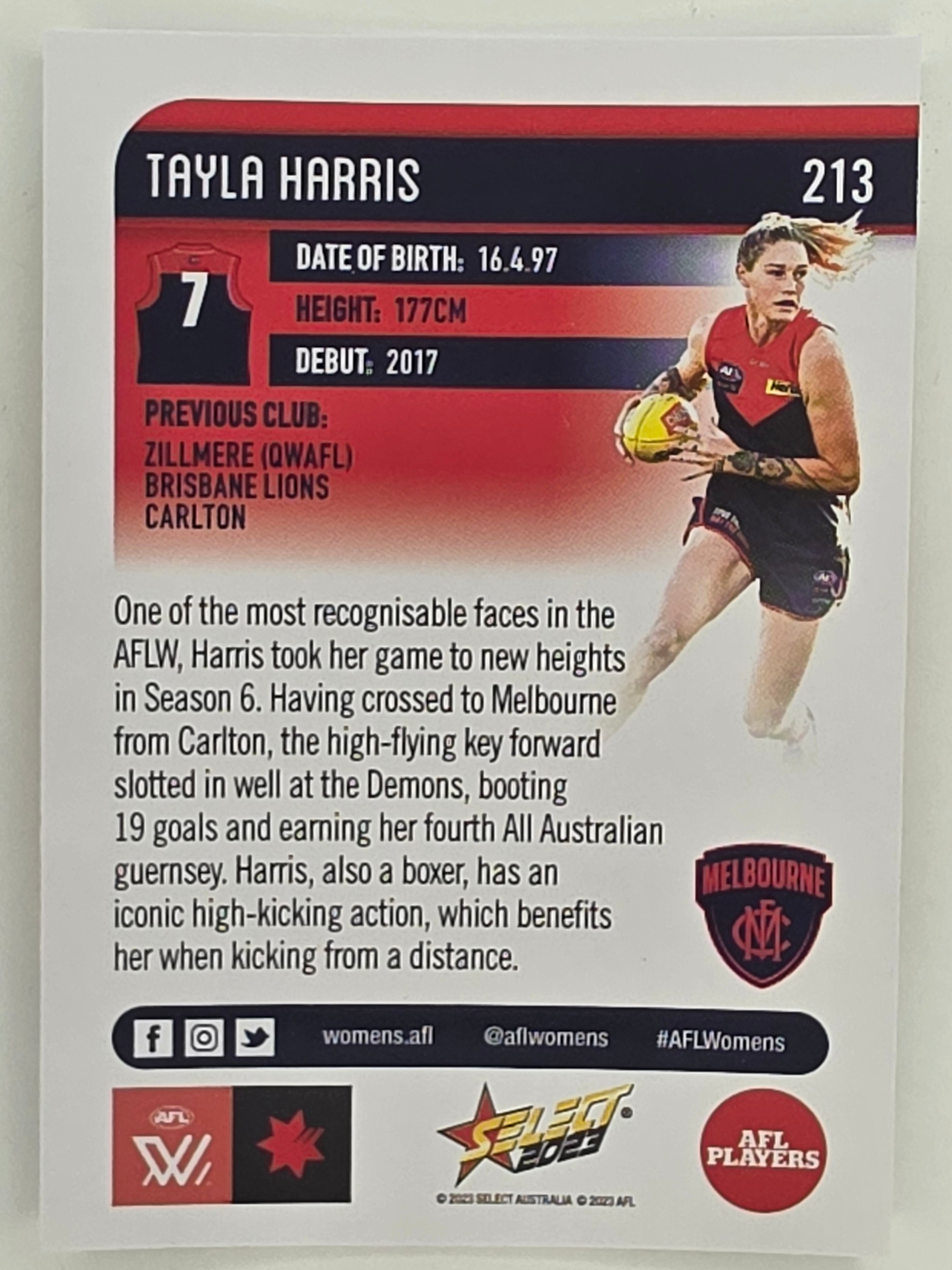 AFL 2023 Footy Stars Parallel Colour Spots #213 Tayla Harris Melbourne AFLW