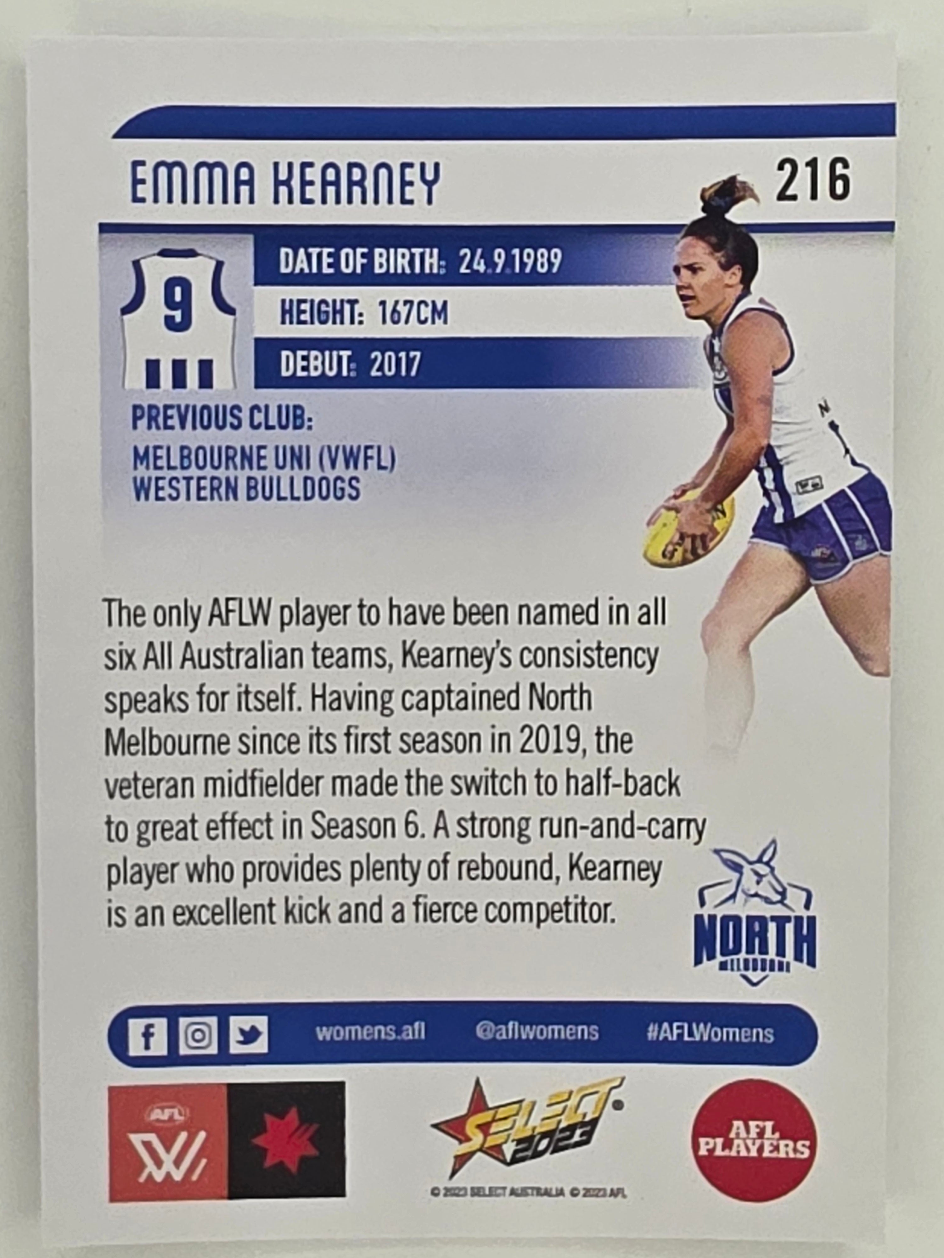 AFL 2023 Footy Stars Parallel Colour Spots #216 Emma Kearney North Melbourne AFLW