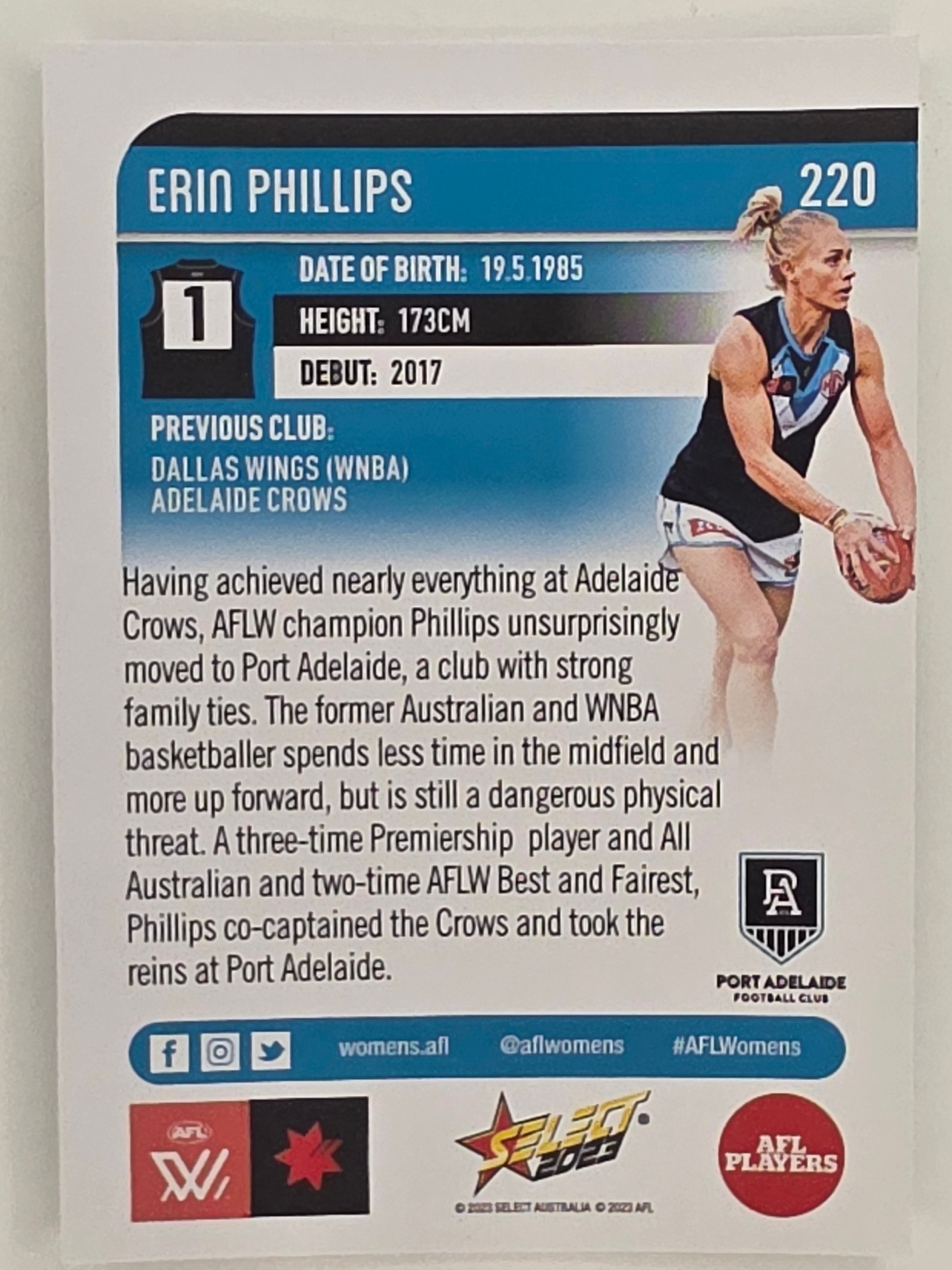 AFL 2023 Footy Stars Parallel Colour Spots #220 Erin Phillips Port Adelaide AFLW