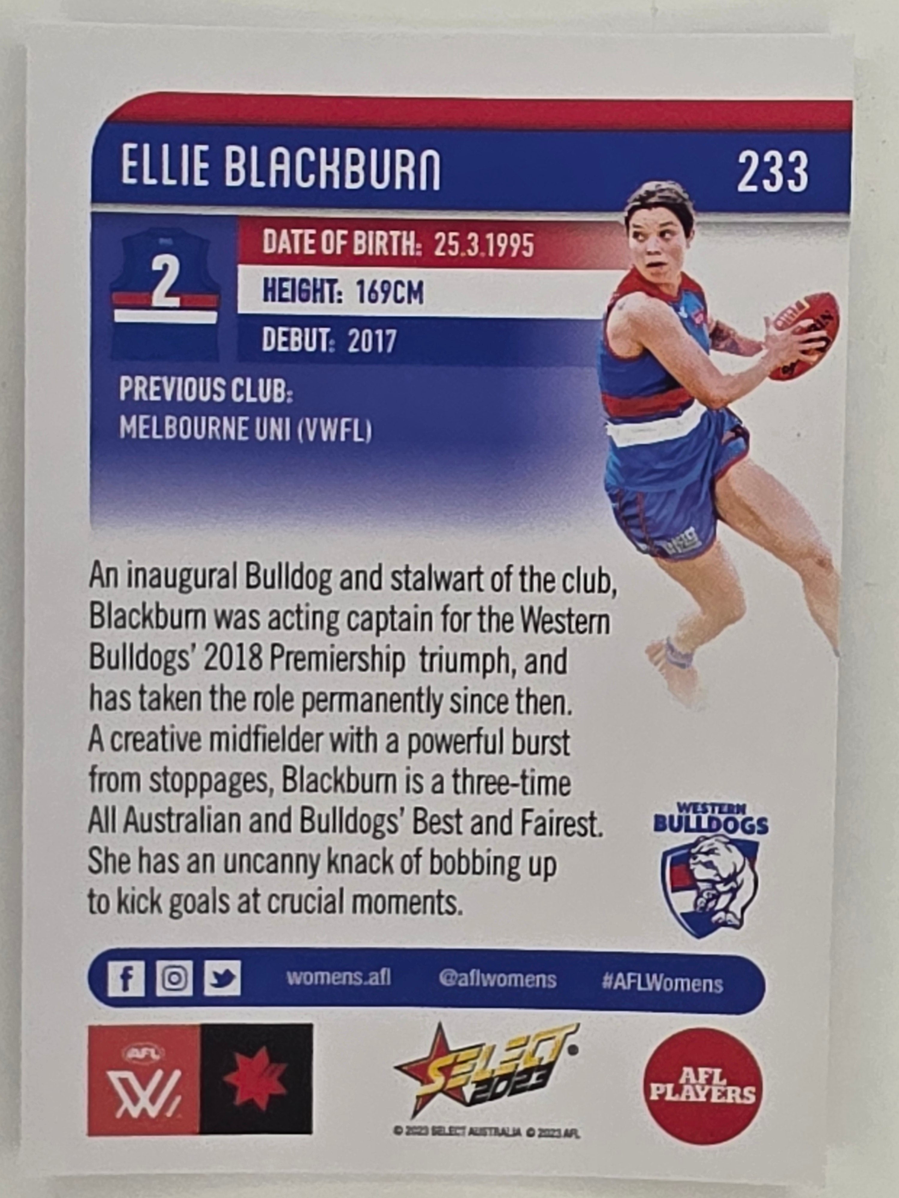 AFL 2023 Footy Stars Parallel Colour Spots #233 Ellie Blackburn Western Bulldogs AFLW