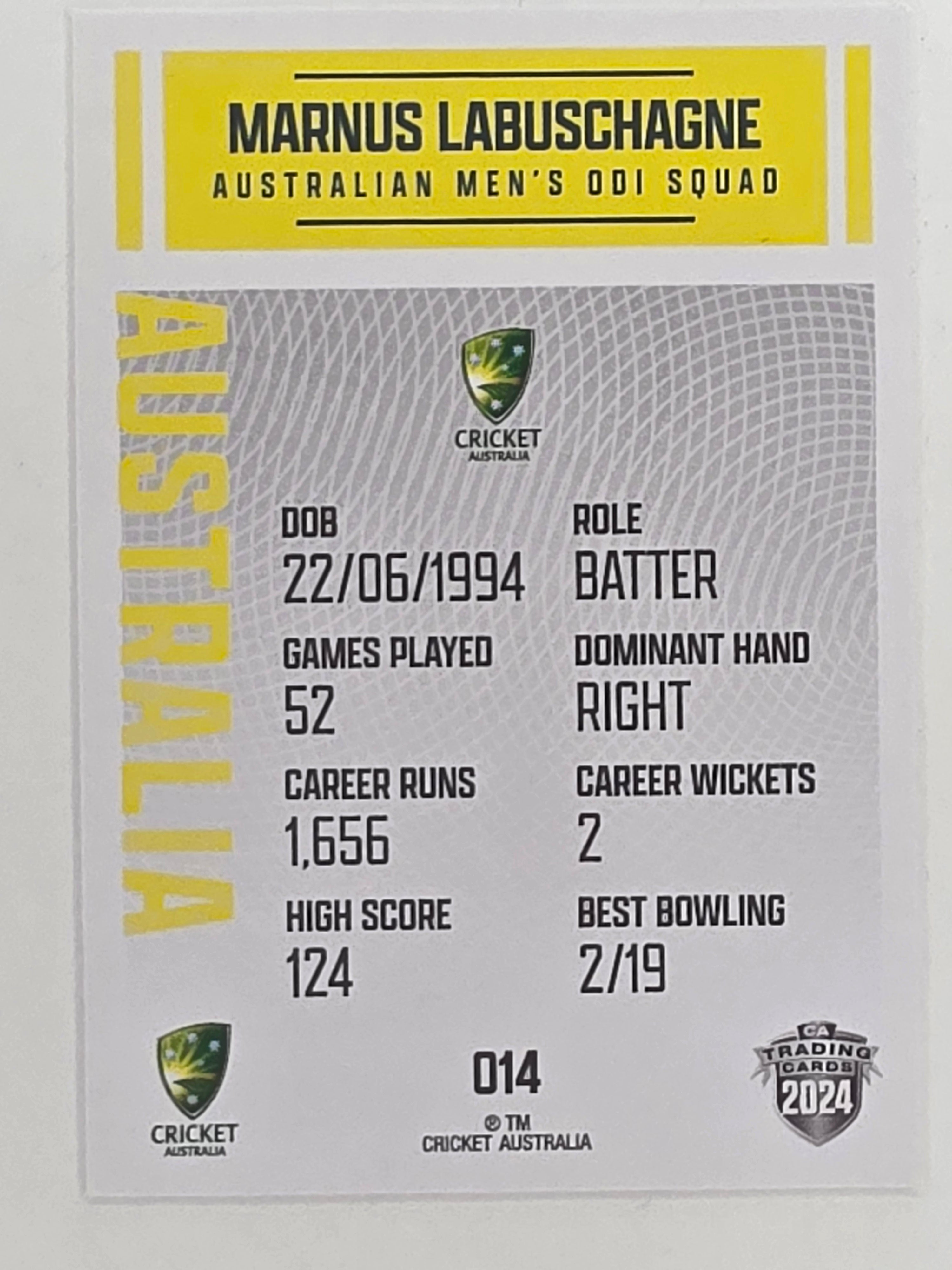2024–25 Cricket Traders Base Card #014 Marnus Labuschagne Australian Men's ODI
