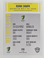 2024–25 Cricket Traders Base Card #018 Adam Zampa Australian Men's ODI