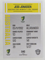 2024–25 Cricket Traders Base Card #040 Jess Jonassen Australian Women's ODI WBBL