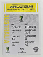 2024–25 Cricket Traders Base Card #045 Annabel Sutherland Australian Women's ODI WBBL