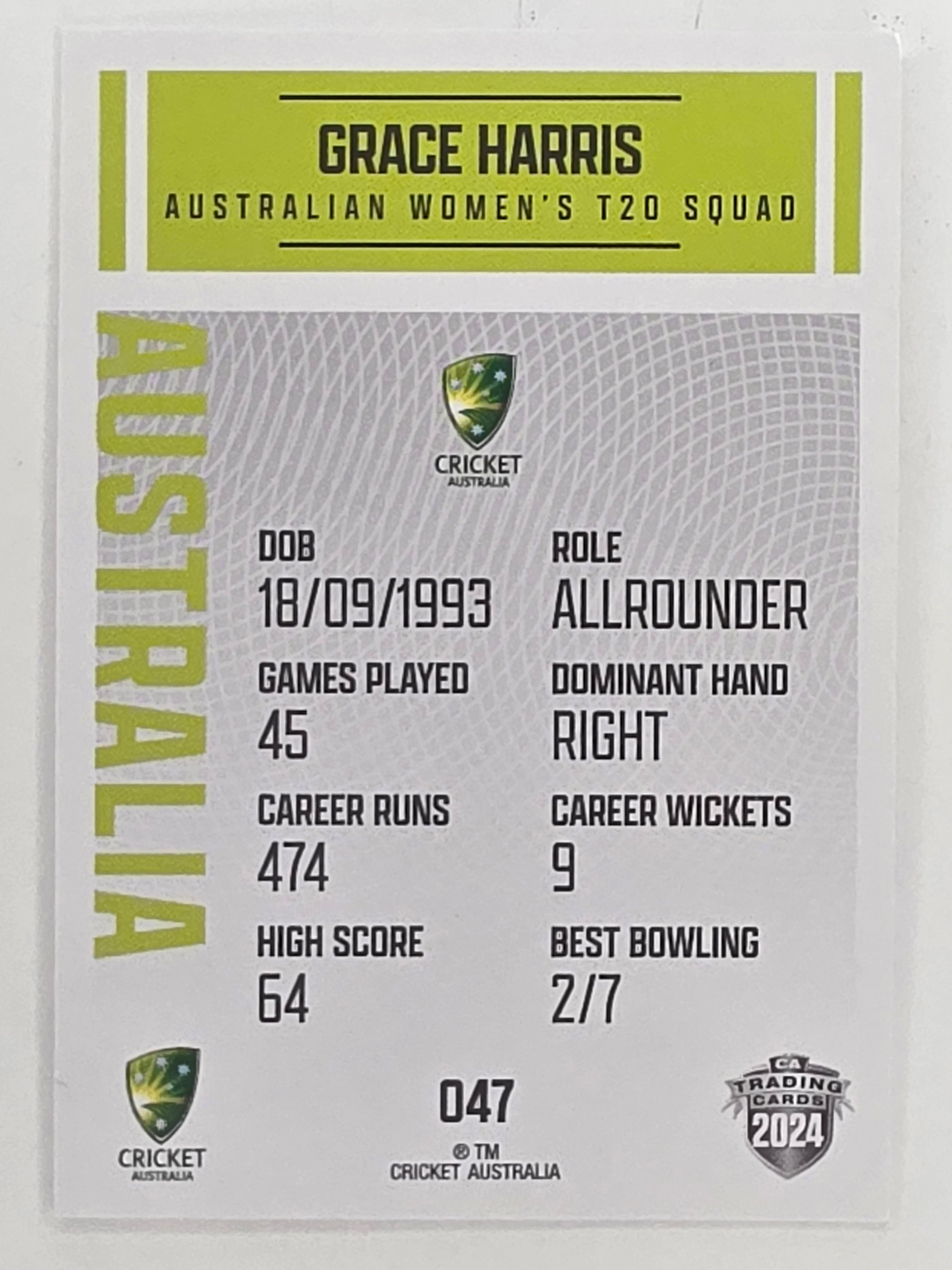 2024–25 Cricket Traders Base Card #047 Grace Harris Australian Women's T20 WBBL