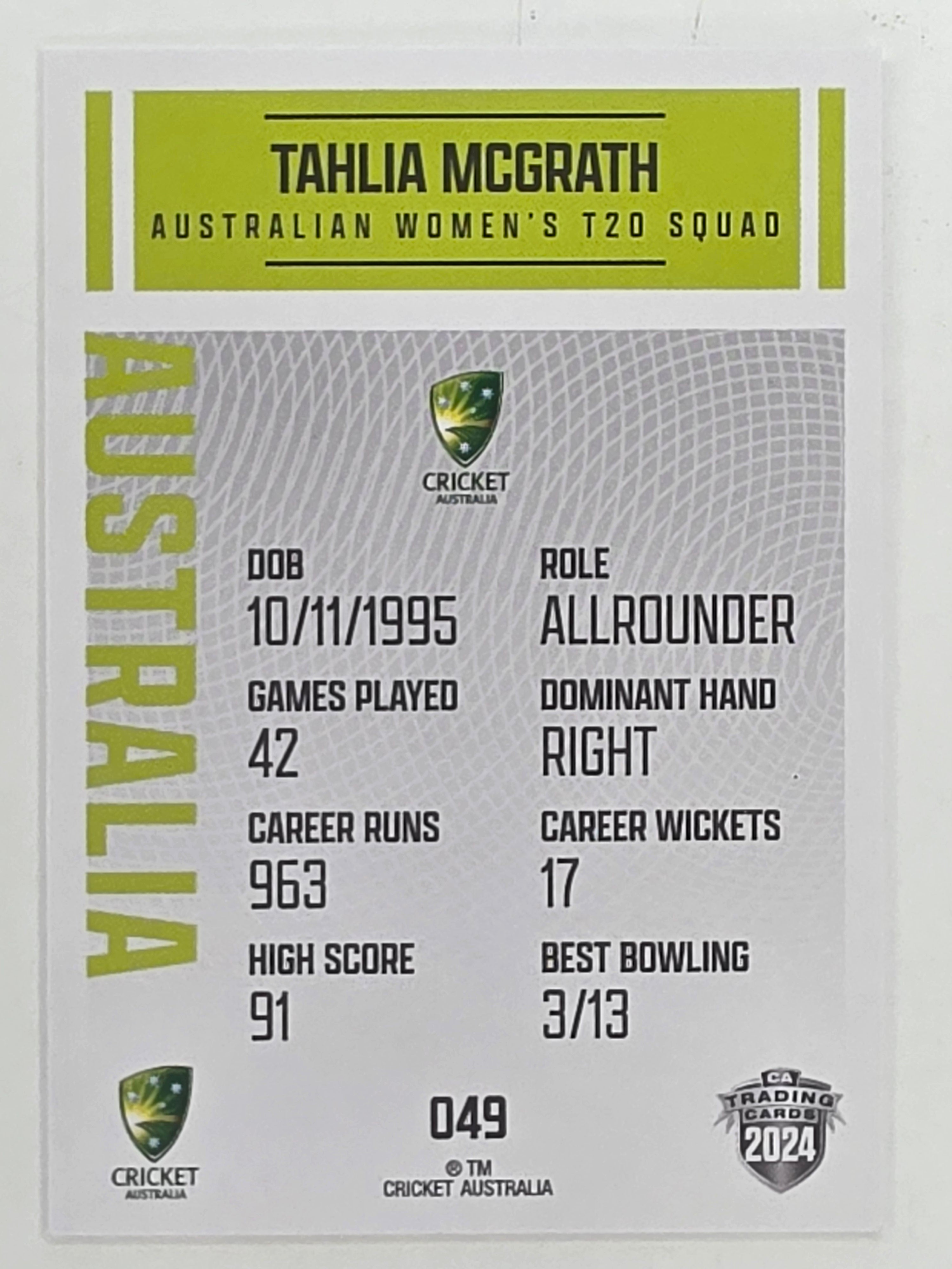 2024–25 Cricket Traders Base Card #049 Tahlia McGrath Australian Women's T20 WBBL