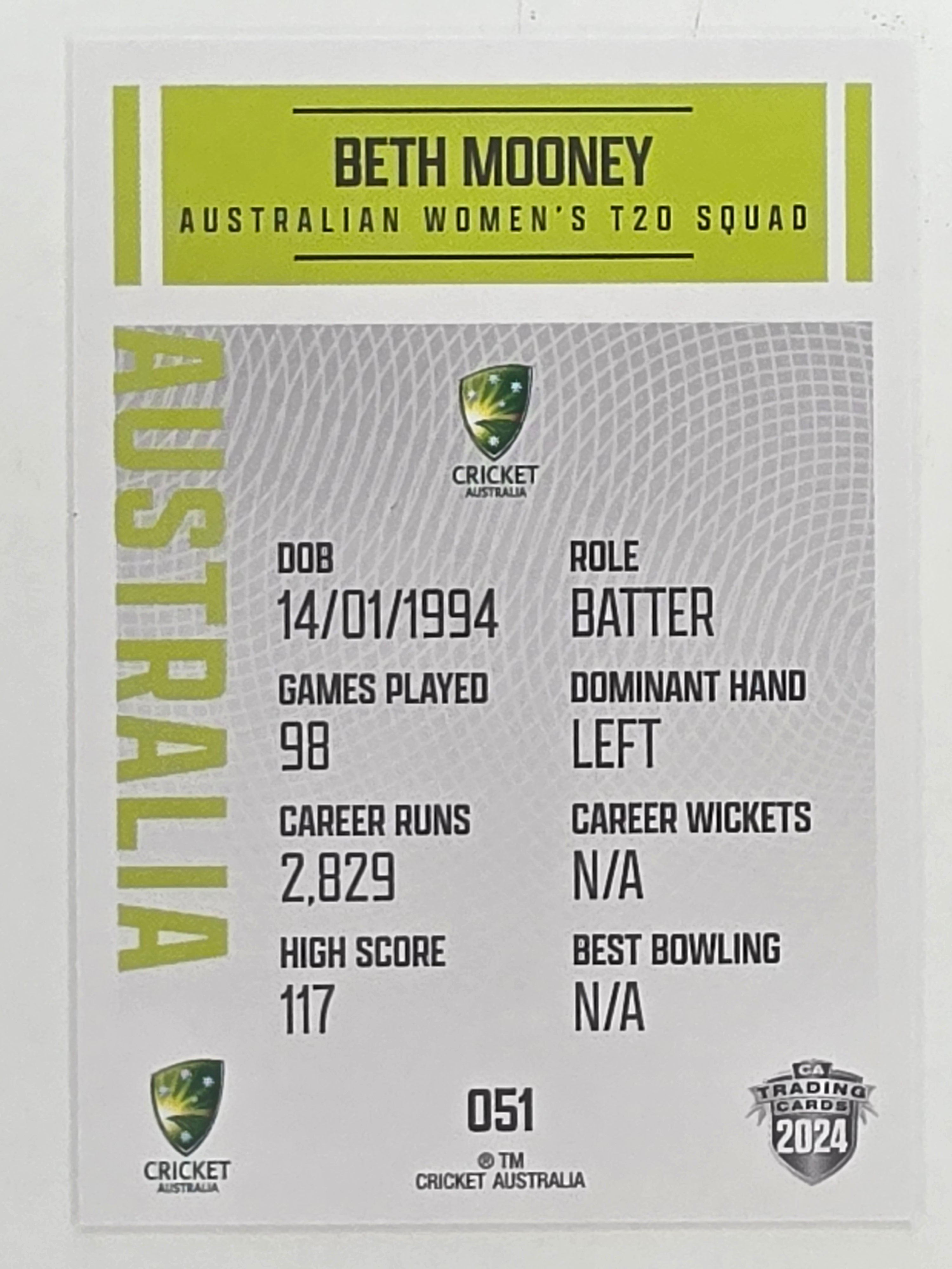 2024–25 Cricket Traders Base Card #051 Beth Mooney Australian Women's T20 WBBL
