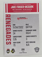 2024–25 Cricket Traders Base Card #091 Jake Fraser-McGurk Melbourne Renegades
