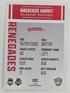 2024–25 Cricket Traders Base Card #092 Mackenzie Harvey Melbourne Renegades