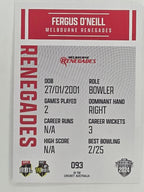 2024–25 Cricket Traders Base Card #093 Fergus O’Neill Melbourne Renegades