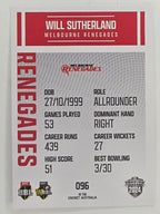2024–25 Cricket Traders Base Card #096 Will Sutherland Melbourne Renegades