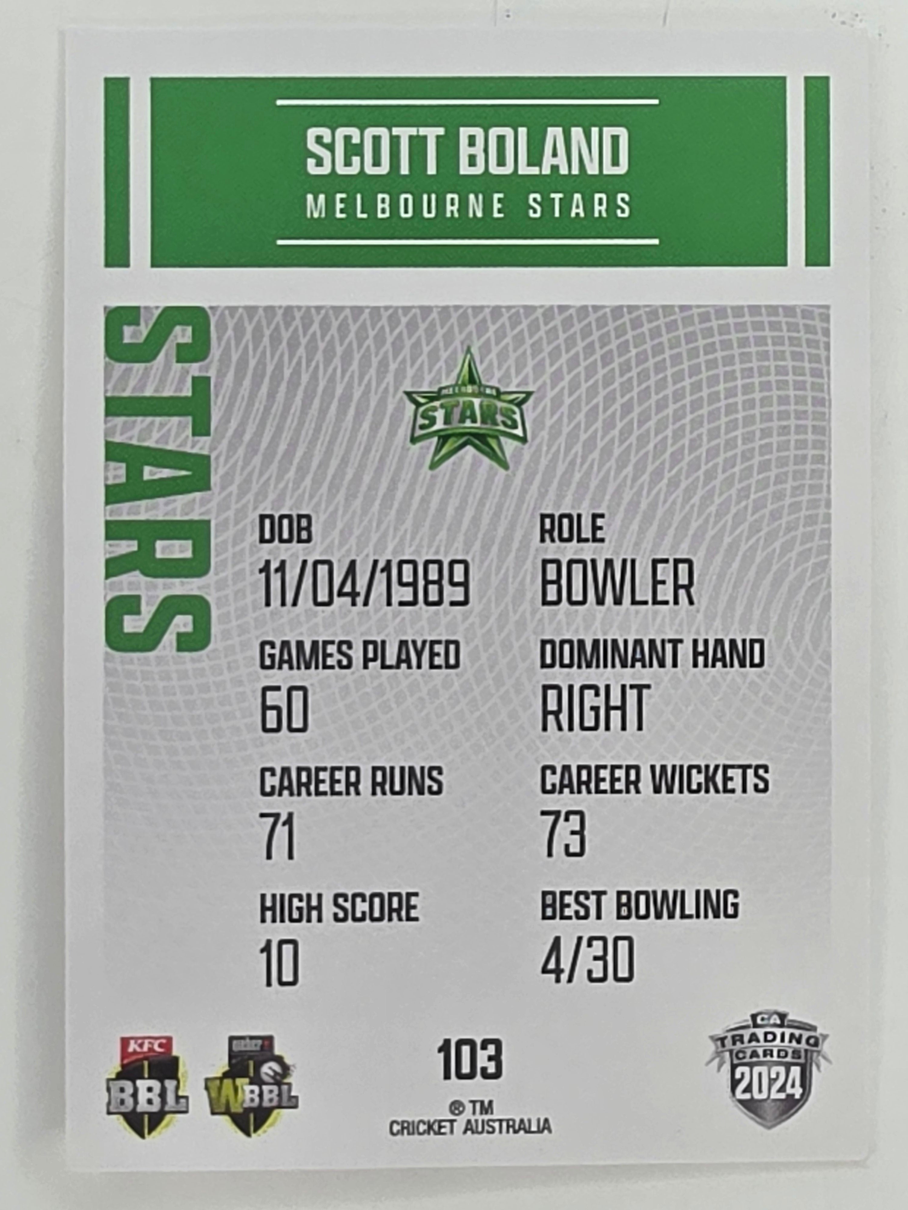 2024–25 Cricket Traders Base Card #103 Scott Boland Melbourne Stars