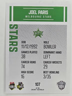 2024–25 Cricket Traders Base Card #107 Joel Paris Melbourne Stars