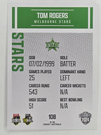 2024–25 Cricket Traders Base Card #108 Tom Rogers Melbourne Stars