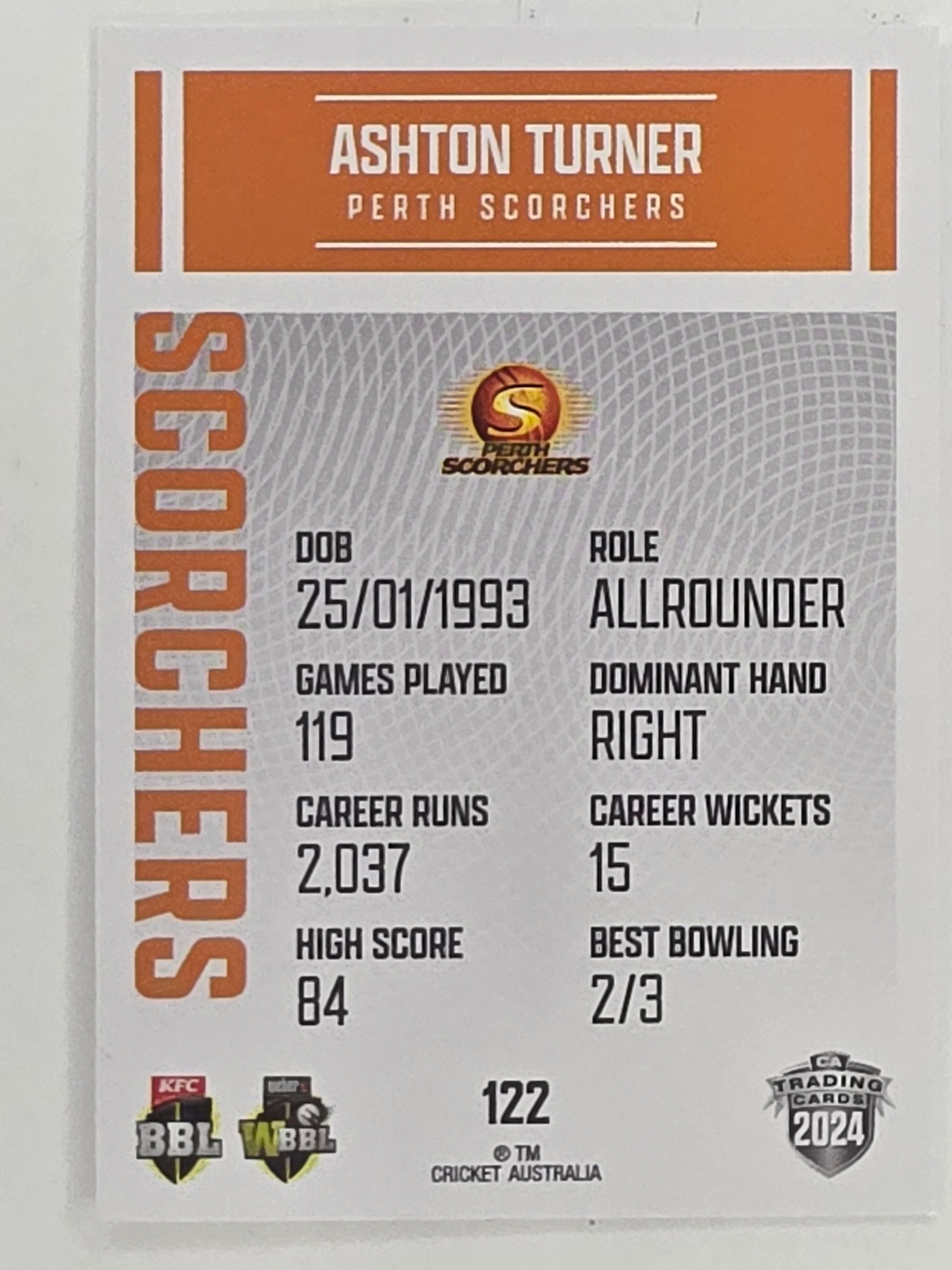 2024–25 Cricket Traders Base Card #122 Ashton Turner Perth Scorchers