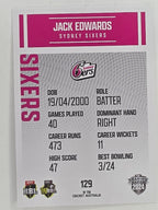 2024–25 Cricket Traders Base Card #129 Jack Edwards Sydney Sixers