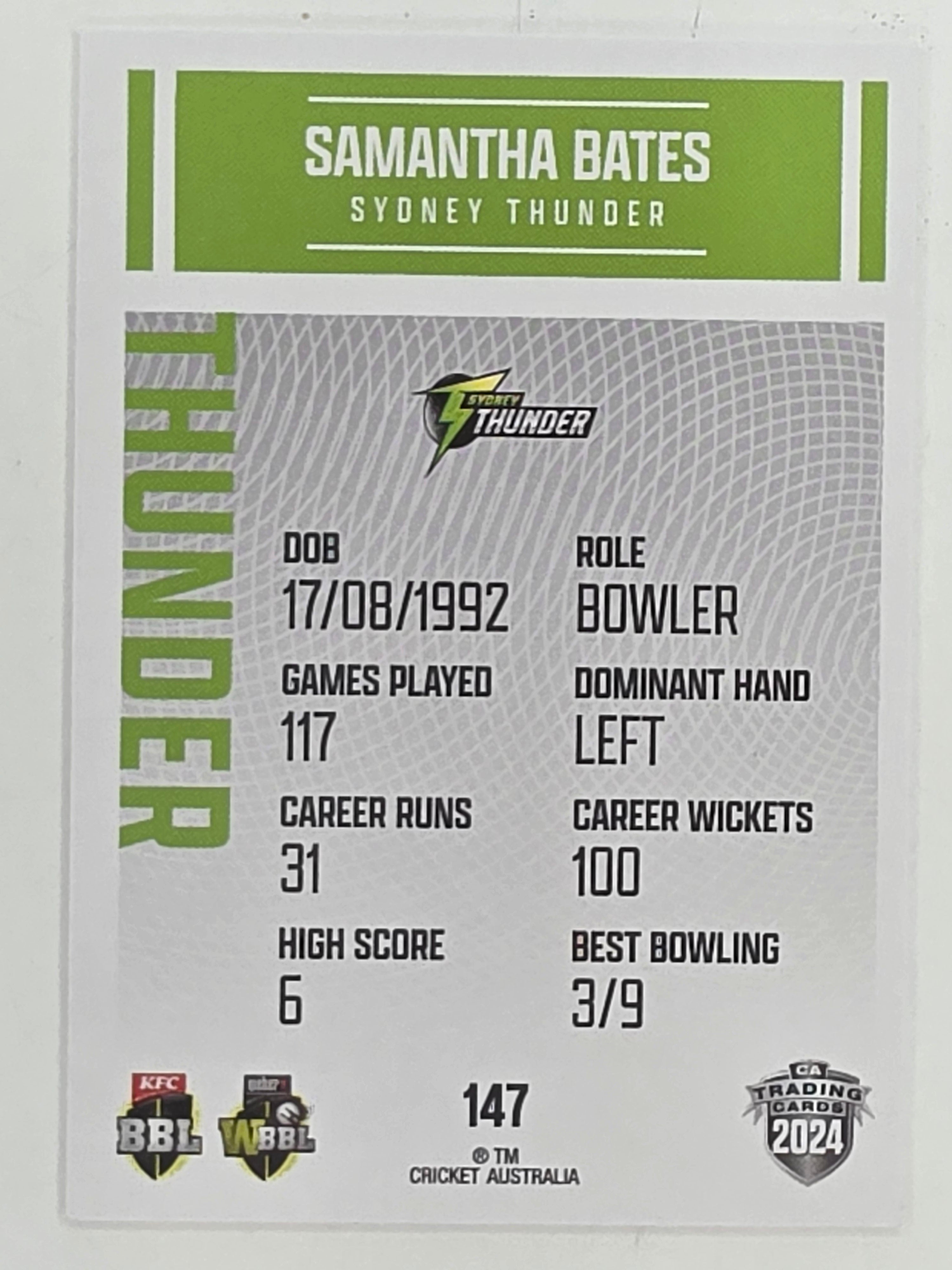 2024–25 Cricket Traders Base Card #147 Samantha Bates Sydney Thunder WBBL