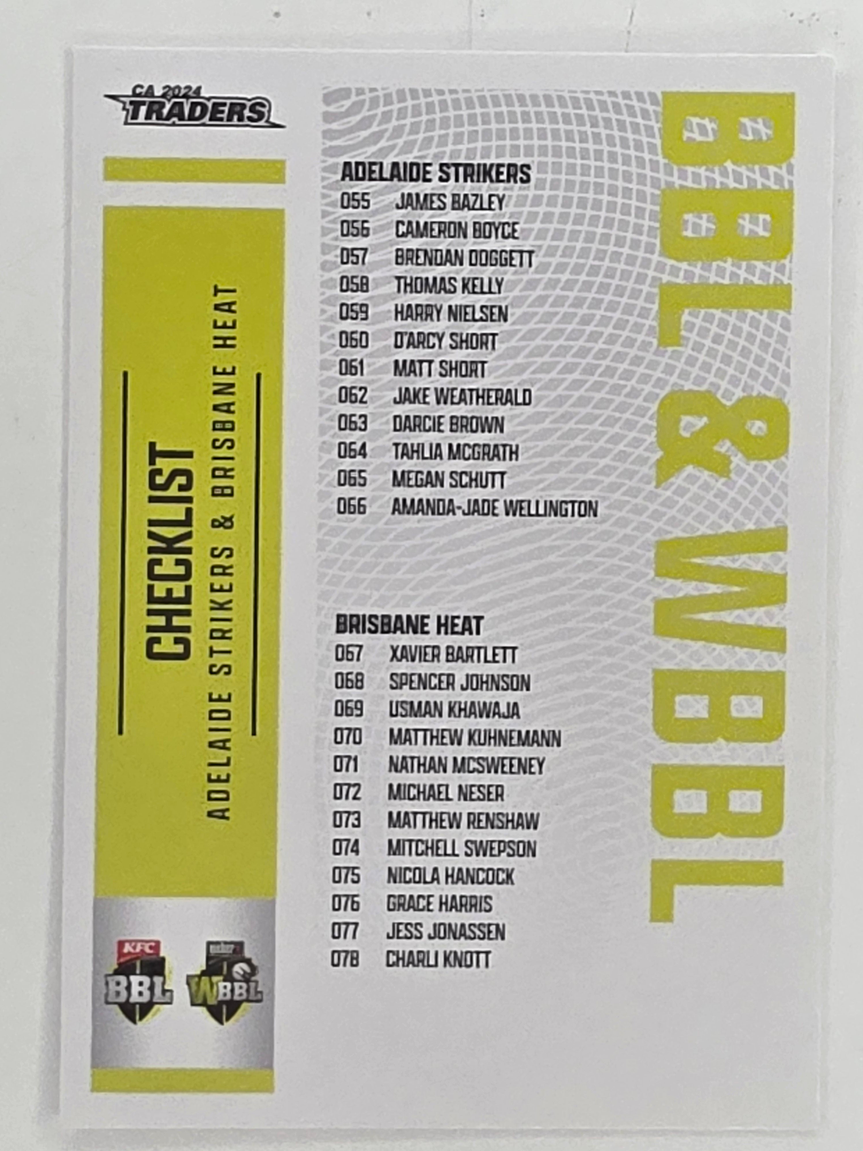 2024–25 Cricket Traders Base Card #152 BBL / WBBL Teams Checklist