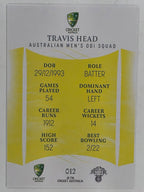 2023/24 Cricket Traders Base Card #012 Travis Head Australian Men’s ODI