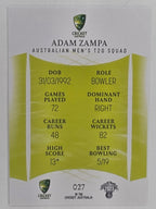 2023/24 Cricket Traders Base Card #027 Adam Zampa Australian Men’s T20