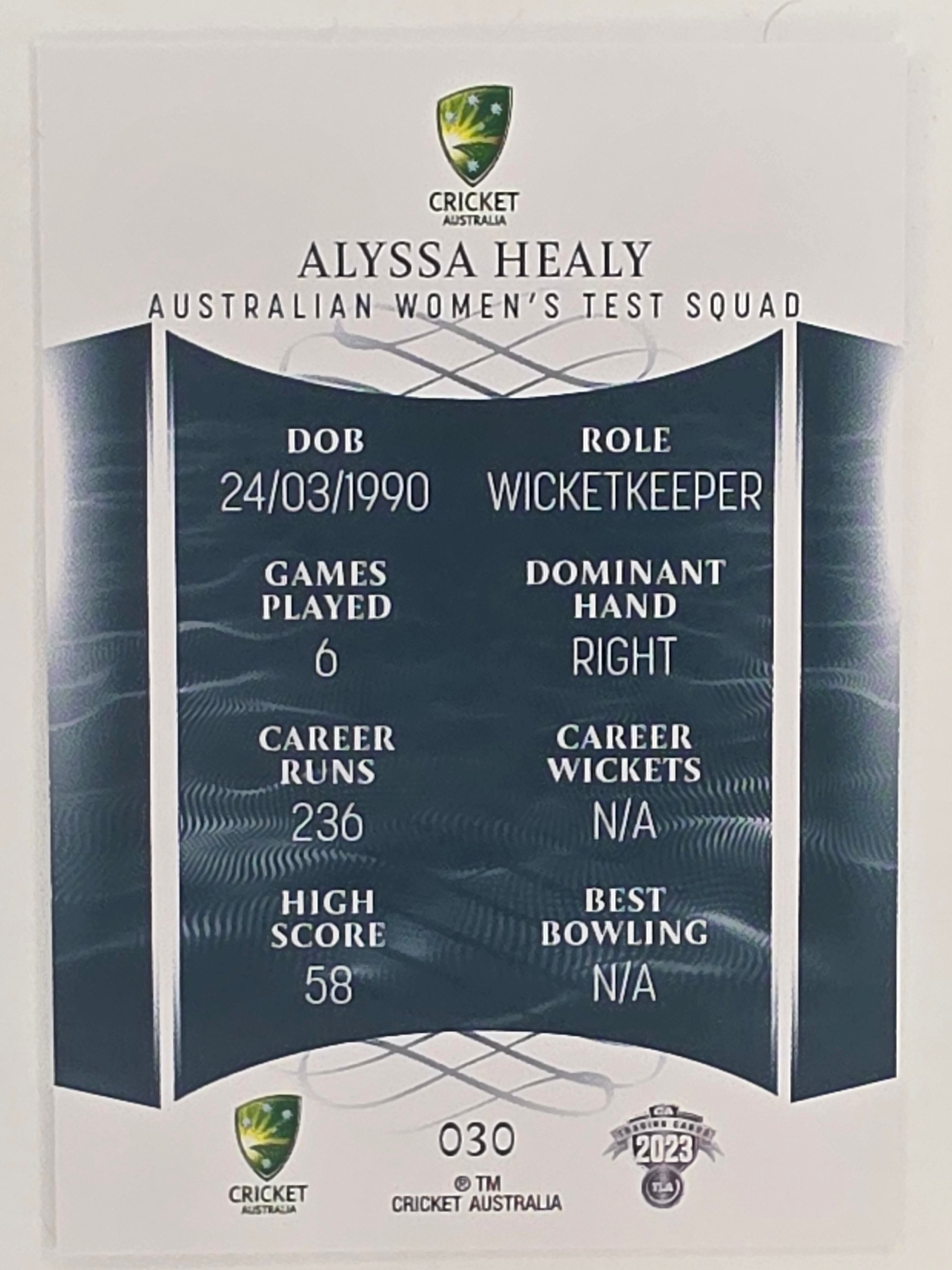 2023/24 Cricket Traders Base Card #030 Alyssa Healy Australian Women’s Test WBBL