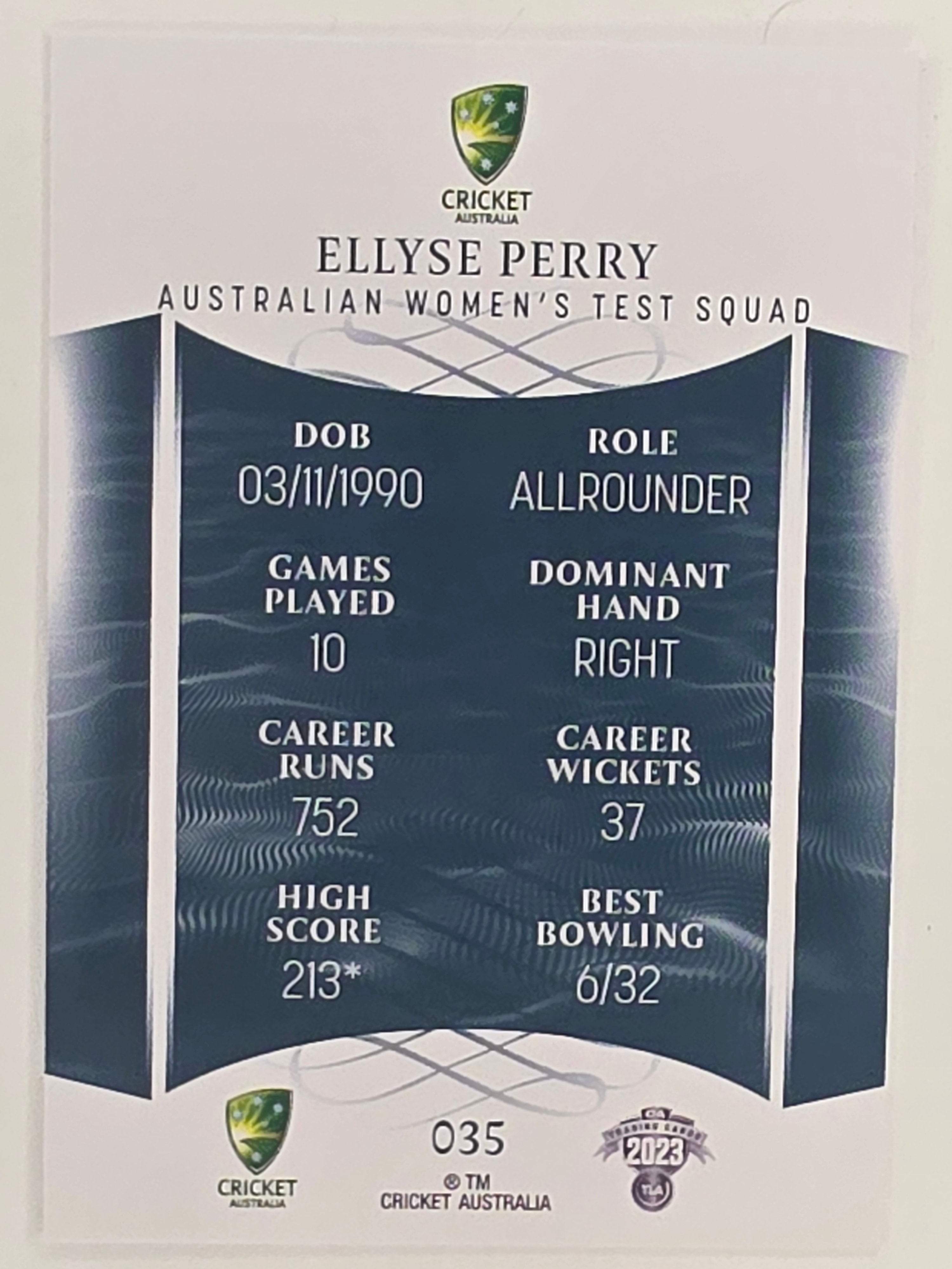 2023/24 Cricket Traders Base Card #035 Elyse Perry Australian Women’s ODI WBBL