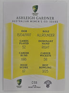 2023/24 Cricket Traders Base Card #038 Ashleigh Gardner Australian Women’s ODI WBBL