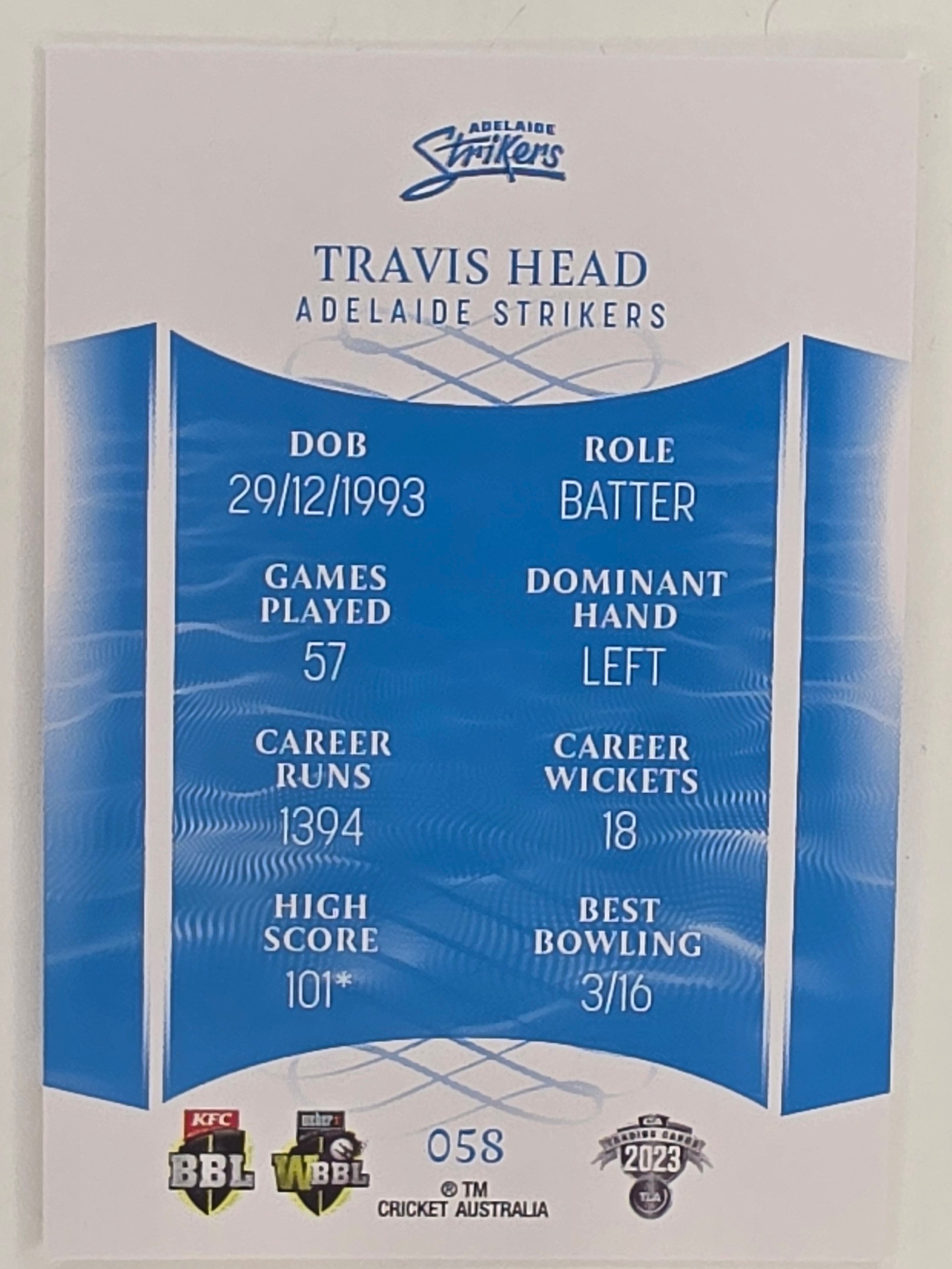 2023/24 Cricket Traders Base Card #058 Travis Head Adelaide Strikers