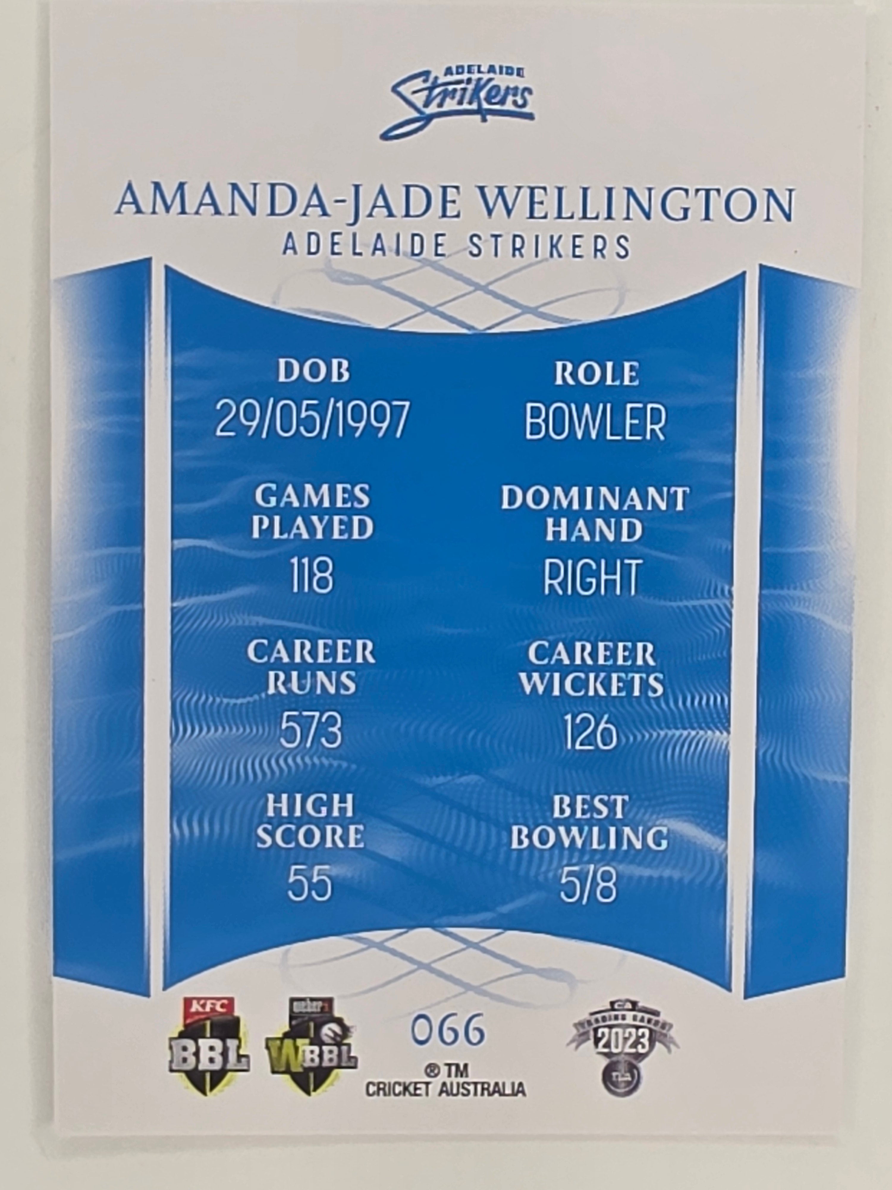 2023/24 Cricket Traders Base Card #066 Amanda-Jade Wellington Adelaide Strikers WBBL