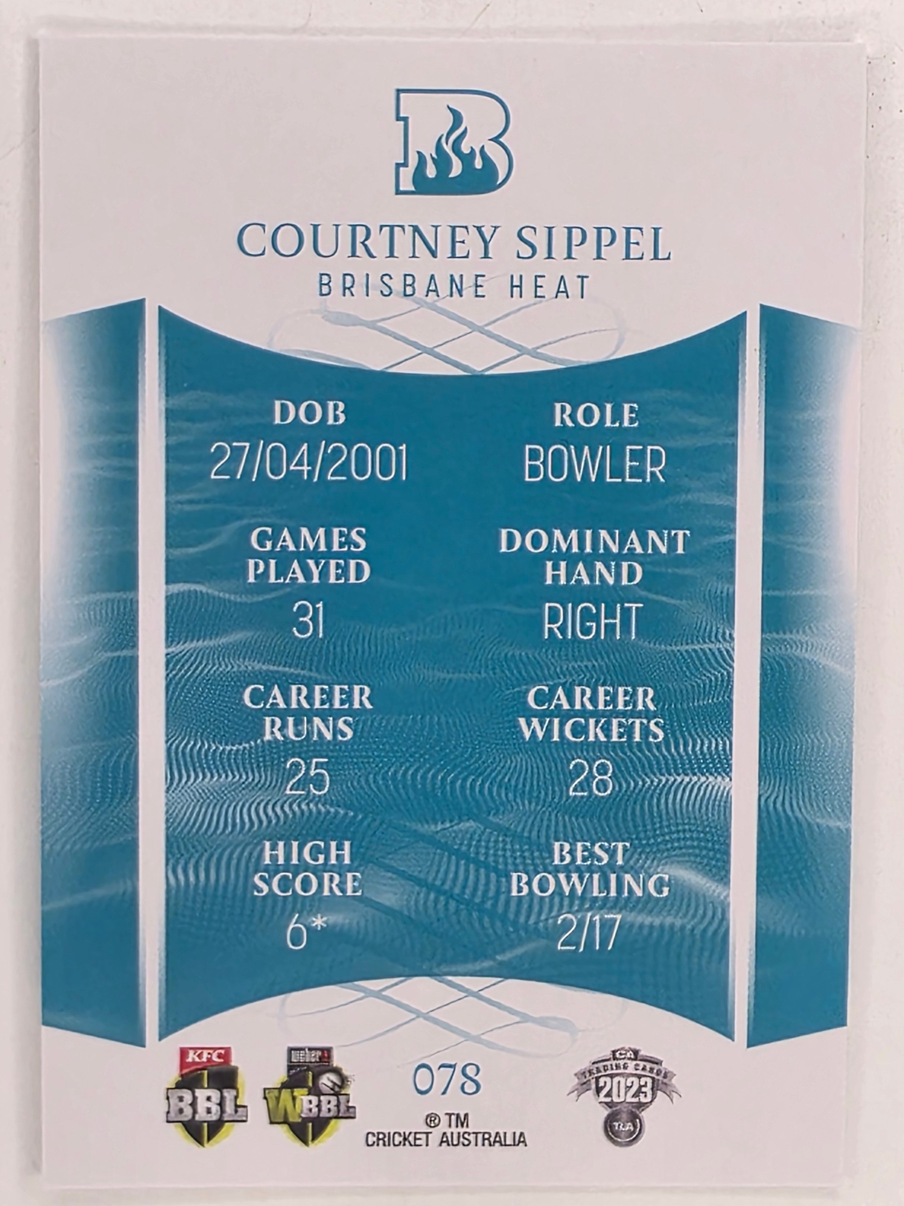 2023/24 Cricket Traders Base Card #078 Courtney Sippel Brisbane Heat WBBL