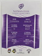2023/24 Cricket Traders Base Card #081 Nathan Ellis Hobart Hurricanes