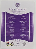 2023/24 Cricket Traders Base Card #083 Ben McDermott Hobart Hurricanes