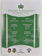 2023/24 Cricket Traders Base Card #114 Annabel Sutherland Melbourne Stars WBBL