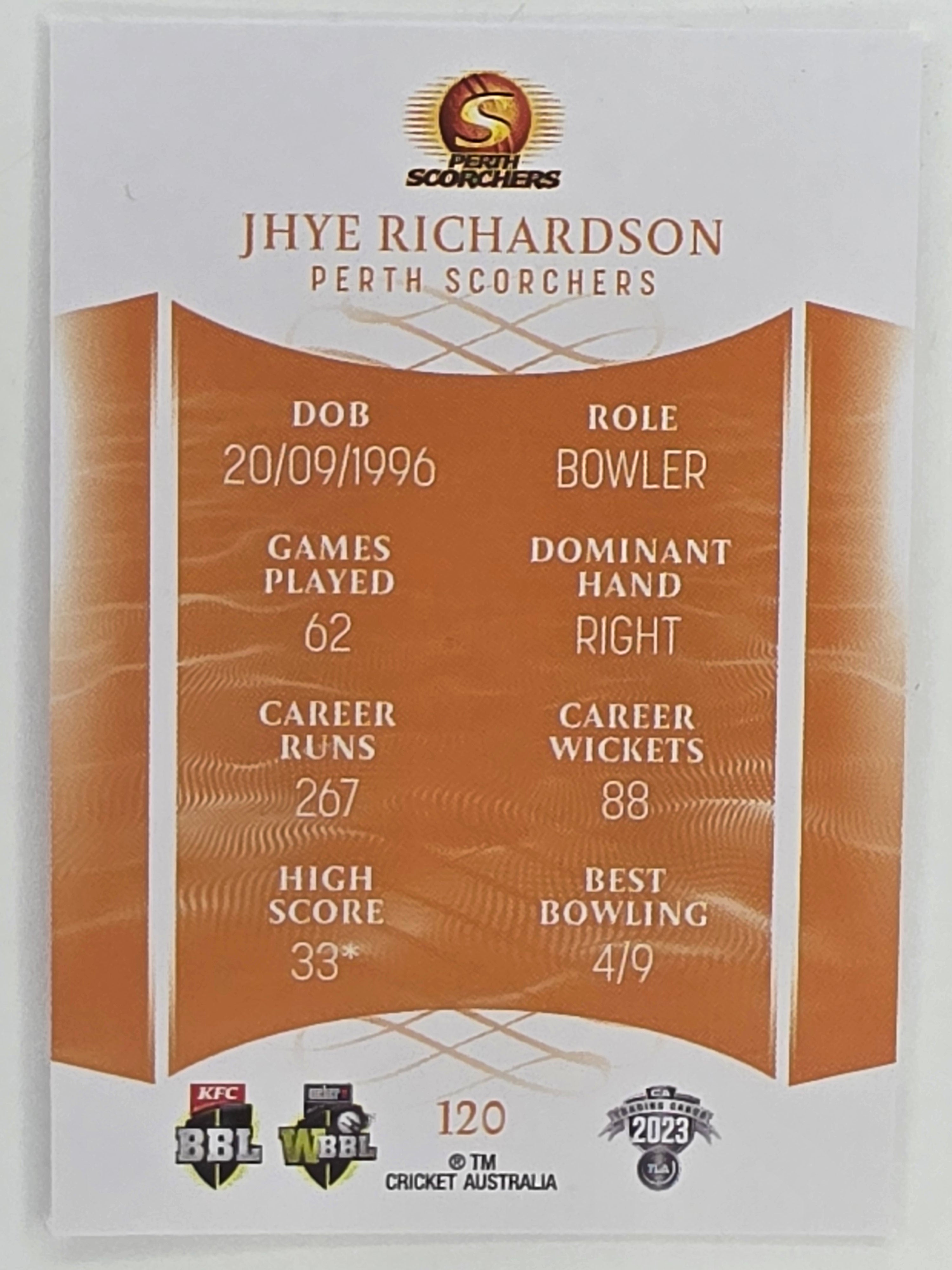 2023/24 Cricket Traders Base Card #120 Jhye Richardson Perth Scorchers