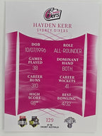 2023/24 Cricket Traders Base Card #129 Hayden Kerr Sydney Sixers