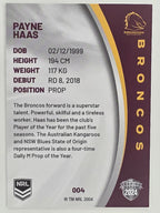NRL 2024 Elite Base Card #004 Payne Haas Brisbane Broncos